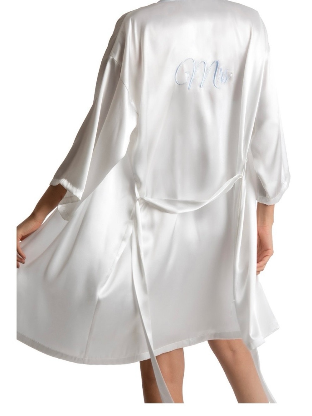 Linea Donatella Lace-Trim Satin Chemise & Robe Set Mrs L - Picture 9 of 9